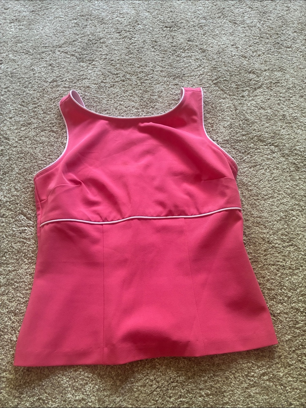 My Michelle Bright Pink Sleeveless Tank with White Piping